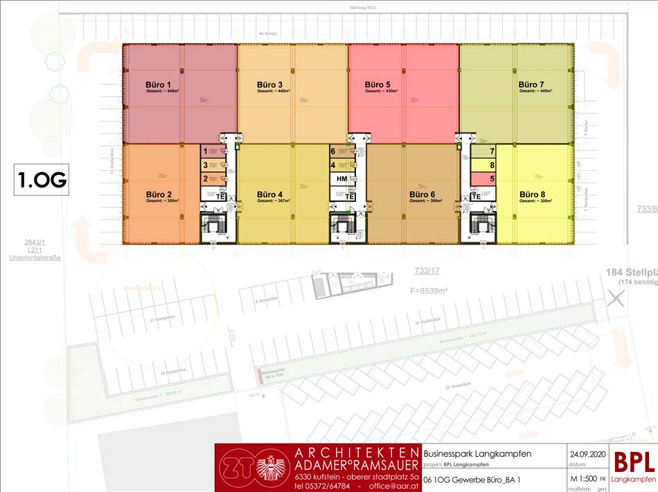 Businesspark Langkampfen – Plan 1. Obergeschoß Businesspark Langkampfen – Plan 1. Obergeschoß