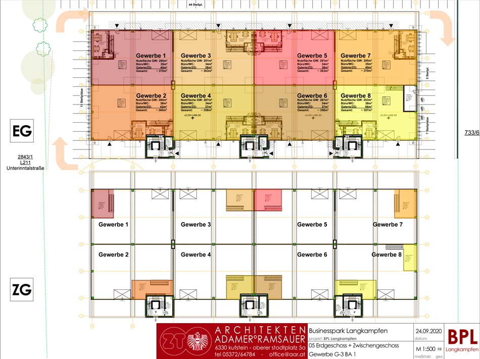 Businesspark Langkampfen – Plan Erdgeschoß und Zwischengeschoß Businesspark Langkampfen – Plan Erdgeschoß und Zwischengeschoß